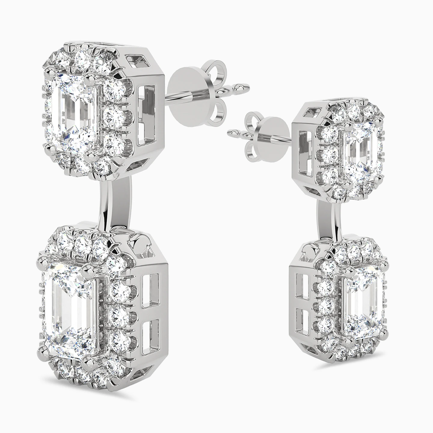 1.71 CT Baguette Lab Grown Diamond Drop Earrings in 18K Gold - 3 1.71 CT Baguette Lab Grown Diamond Drop Earrings in 18K Gold - 3