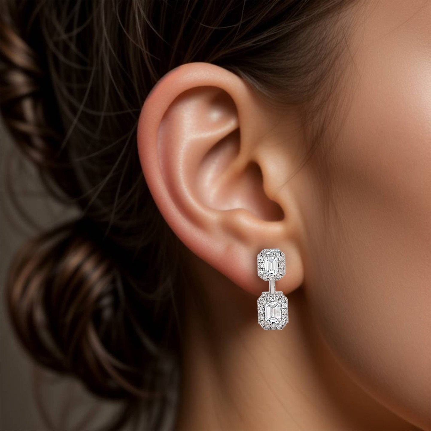 1.71 CT Baguette Lab Grown Diamond Drop Earrings in 18K Gold - 4 1.71 CT Baguette Lab Grown Diamond Drop Earrings in 18K Gold - 4