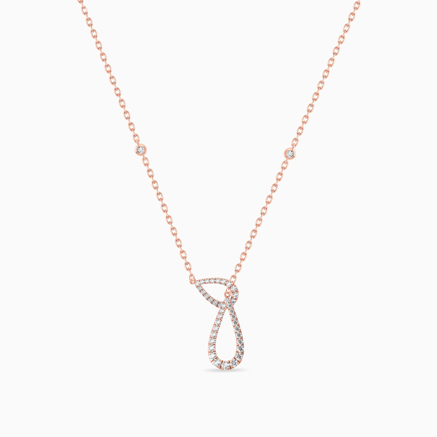 Pear Shaped Diamond Pendant with 18K Gold Chain - 3