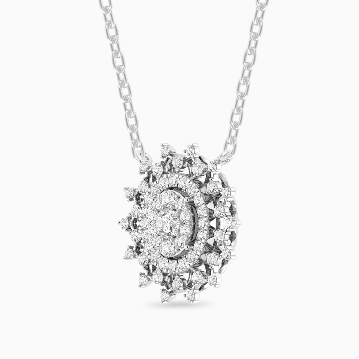 Flower Diamond Necklace in 18K Gold - 2 Flower Diamond Necklace in 18K Gold - 2