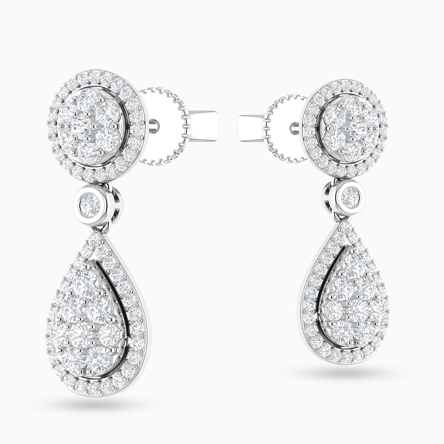 Multi-shaped Diamond Drop Earrings in 18K Gold  - 4