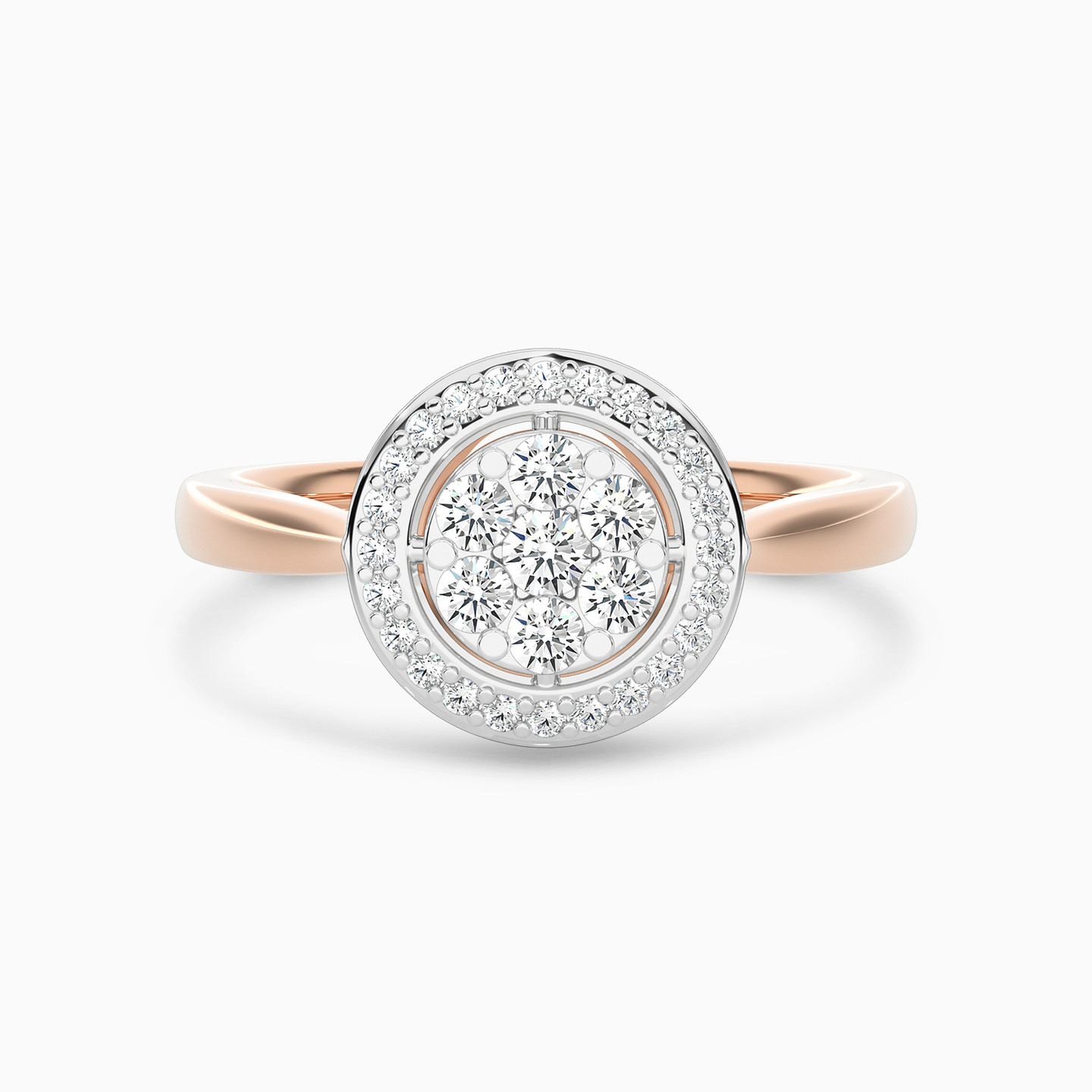 Round Shaped Diamond Statement Ring in 18K Gold