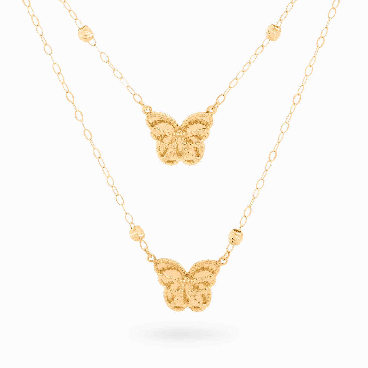 18K Gold Butterfly Layered Necklace