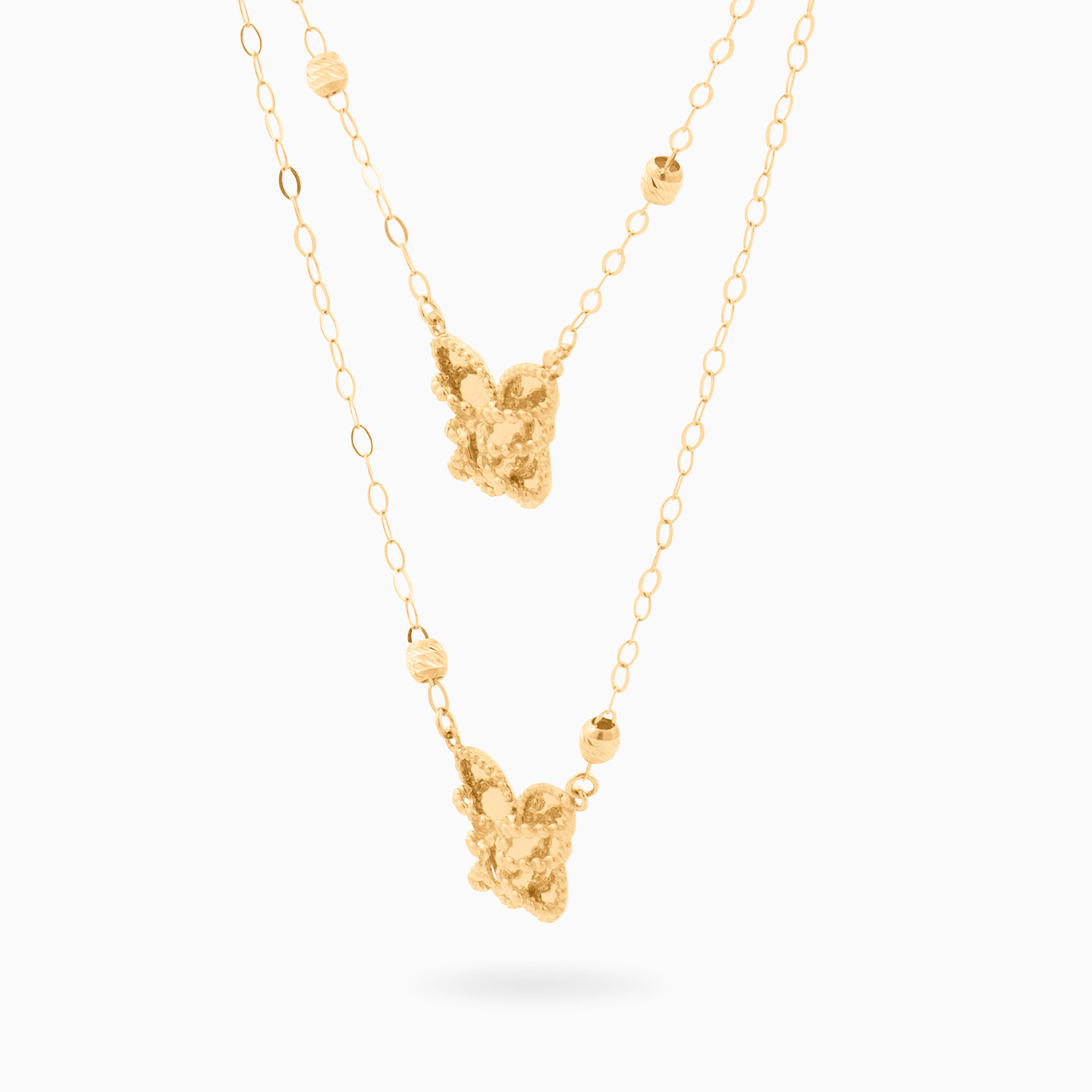 18K Gold Butterfly Layered Necklace - 2