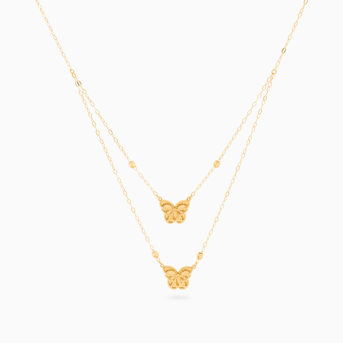 18K Gold Butterfly Layered Necklace - 3
