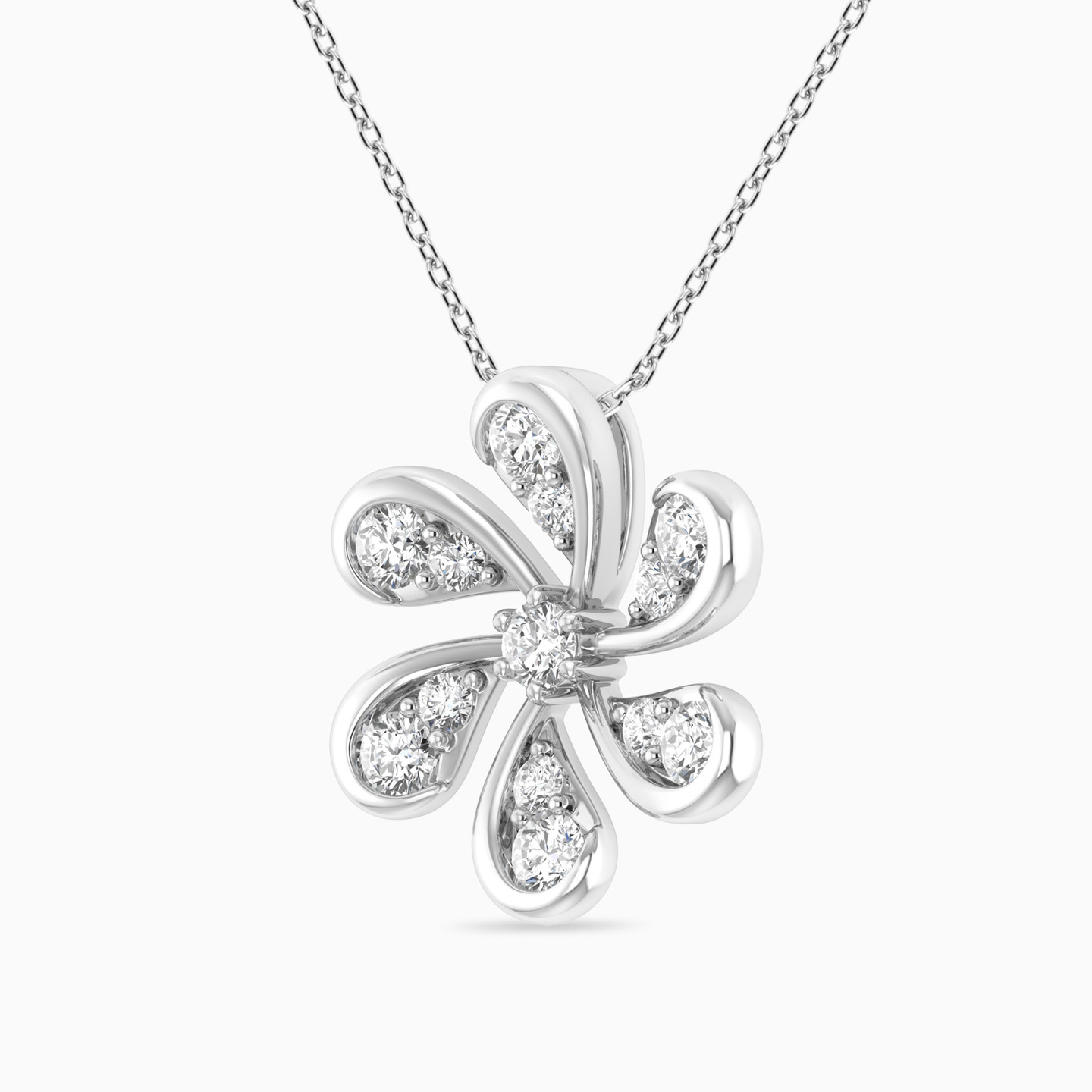 Flower Diamond Pendant in 18K Gold - 2 Flower Diamond Pendant in 18K Gold - 2
