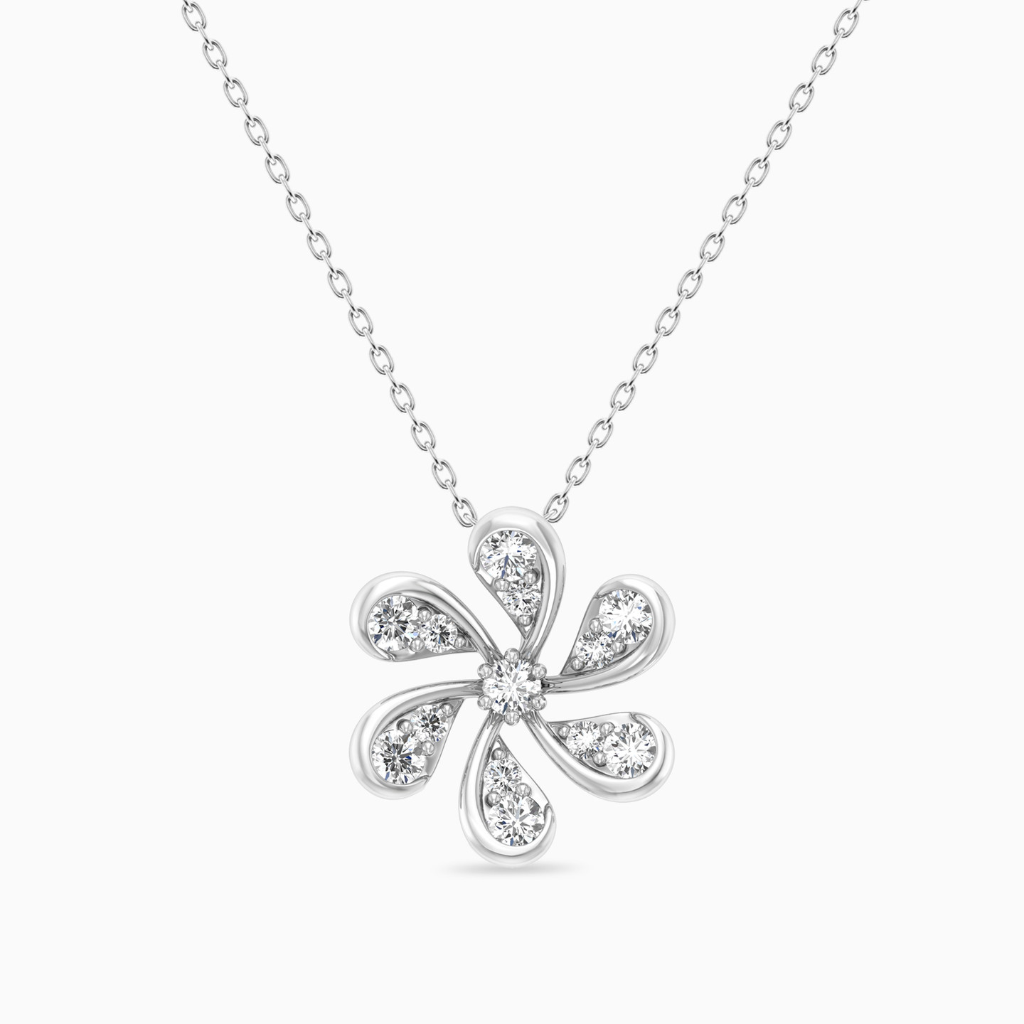 Flower Diamond Pendant in 18K Gold - 3 Flower Diamond Pendant in 18K Gold - 3