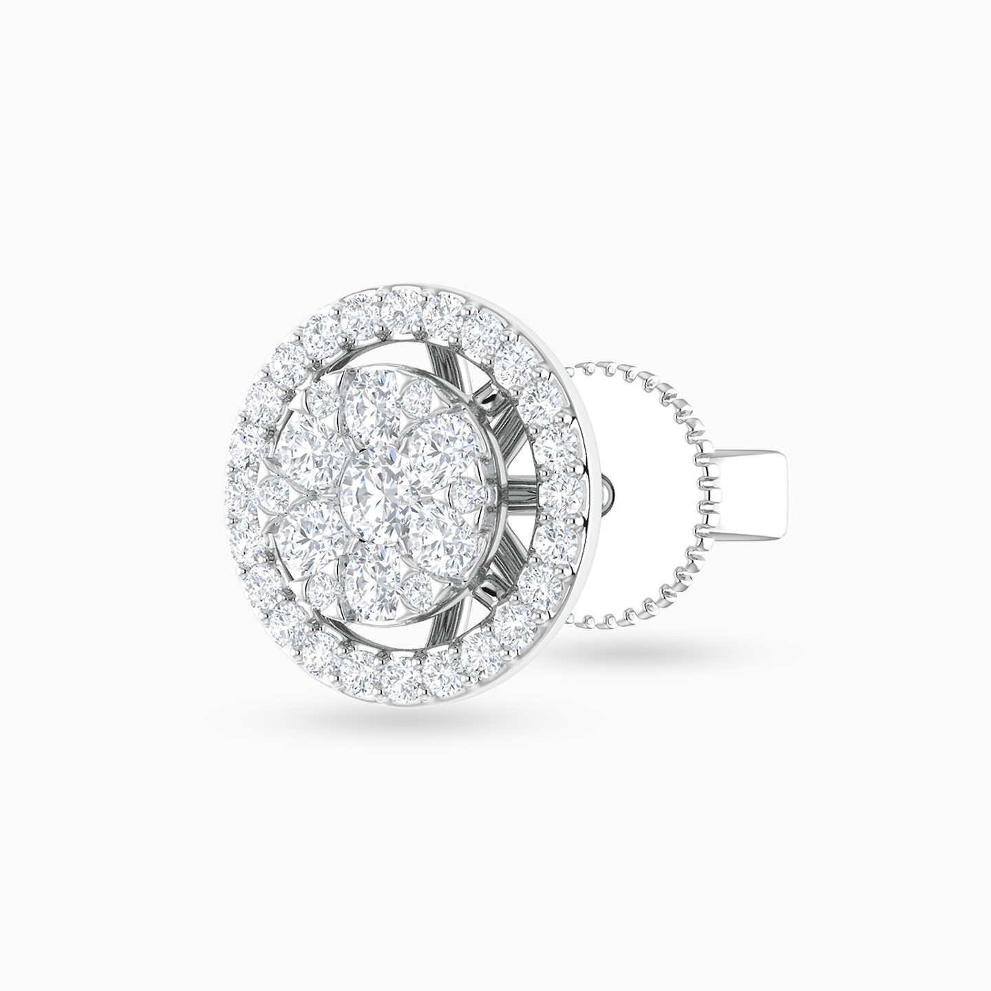 Circle Diamond Stud Earrings in 18K Gold - 4 Circle Diamond Stud Earrings in 18K Gold - 4