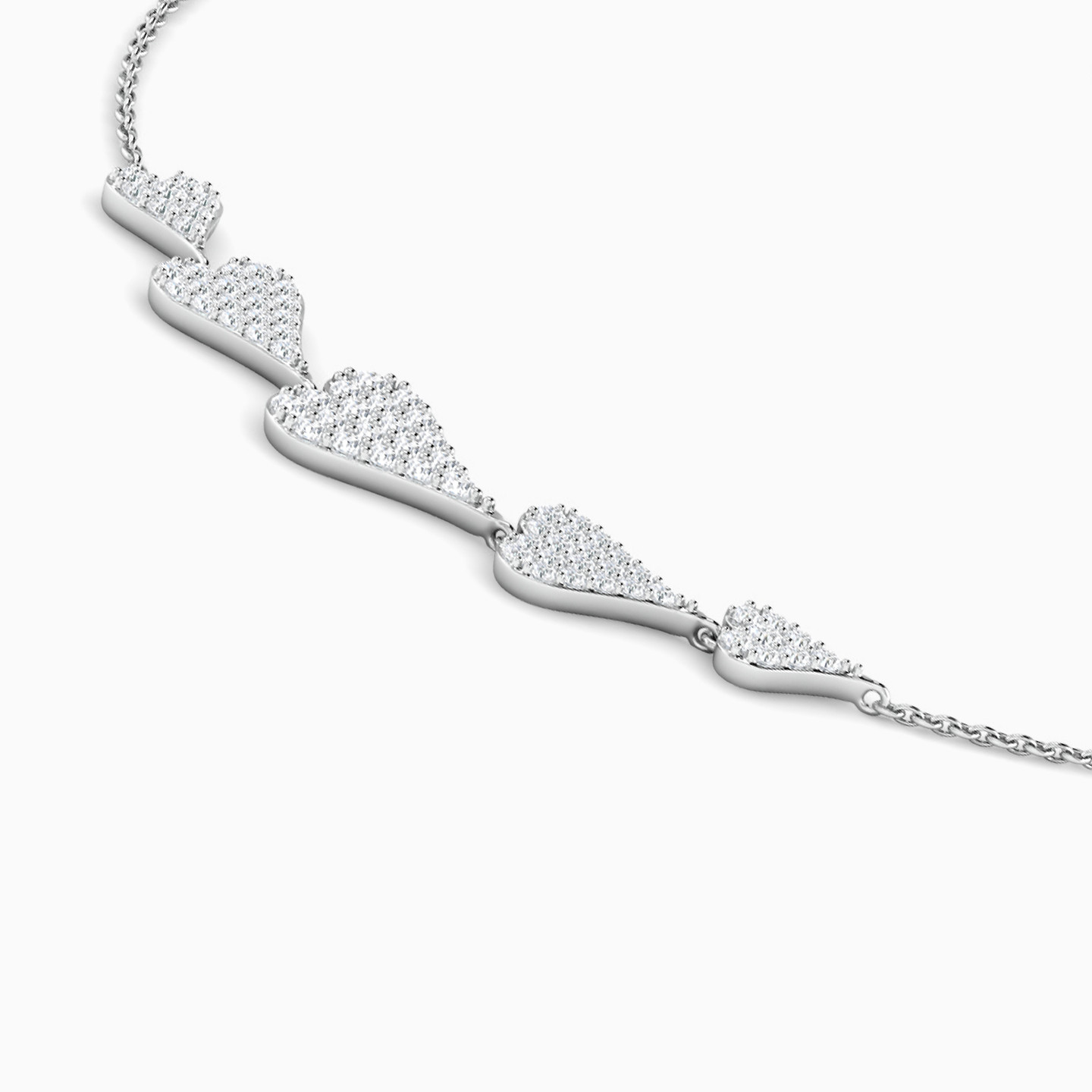 Heart Shaped Diamond Chain Bracelet in 18K Gold - 4