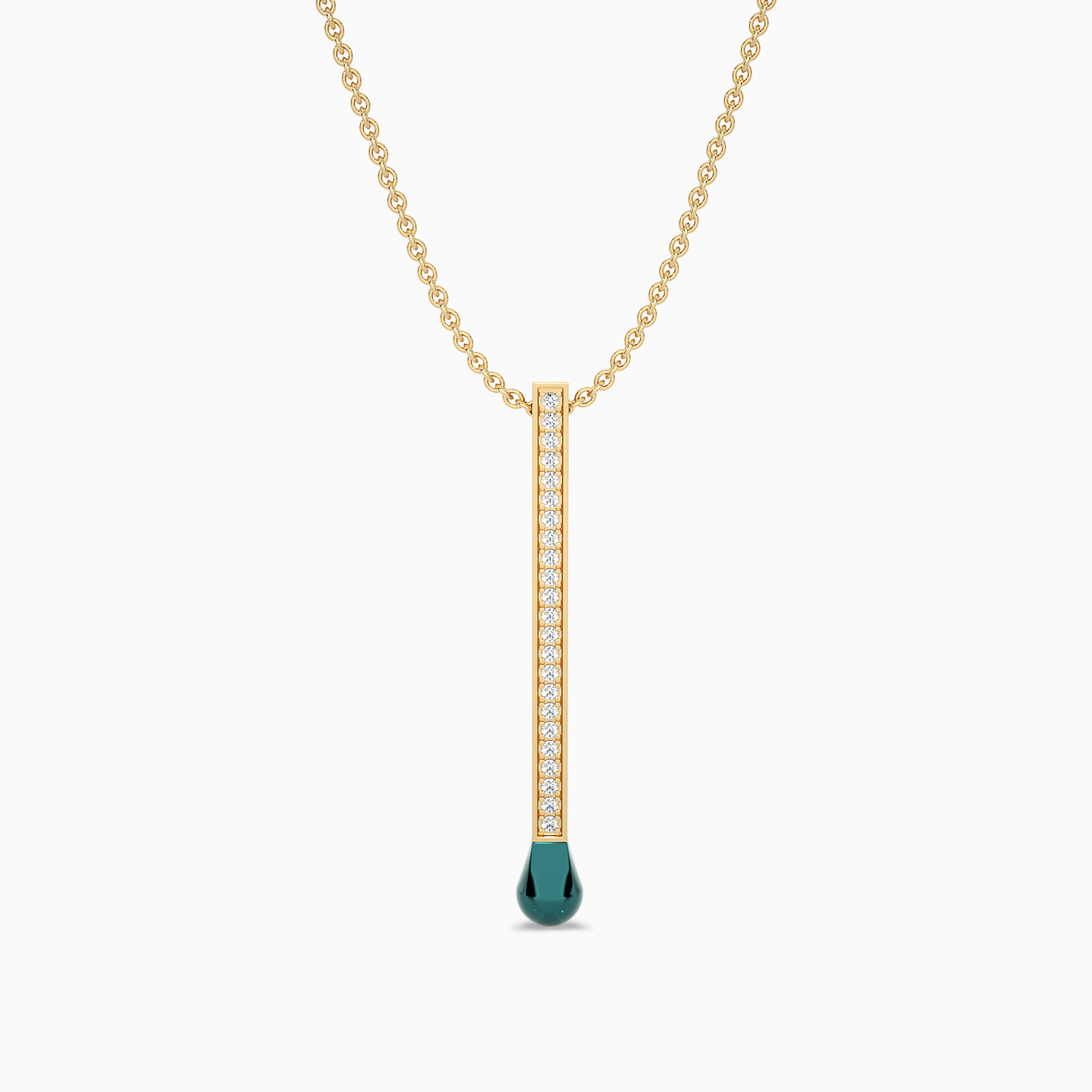 Matchstick Shaped Diamond & Enamel Coated Pendant in 18K Gold