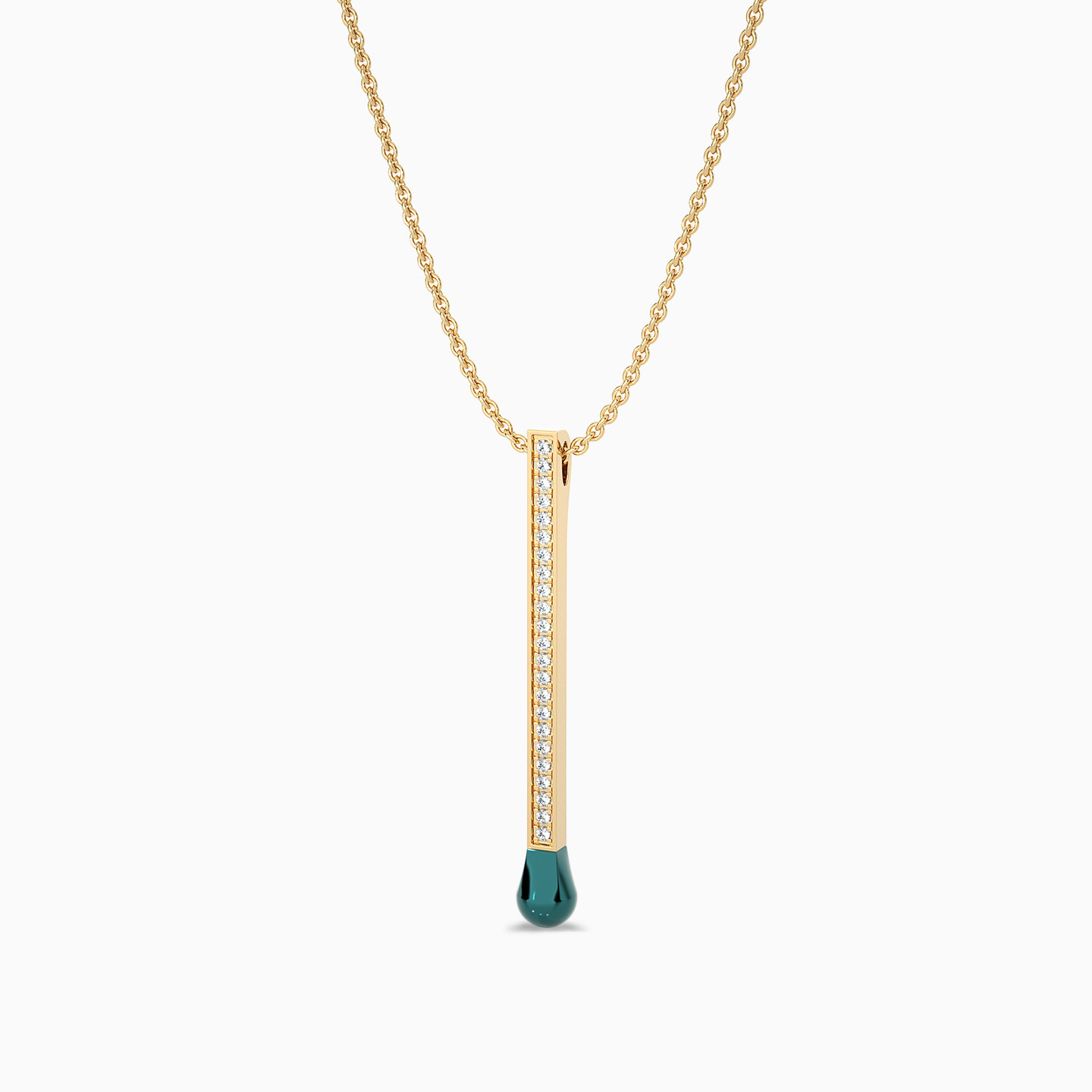 Matchstick Shaped Diamond & Enamel Coated Pendant in 18K Gold - 2