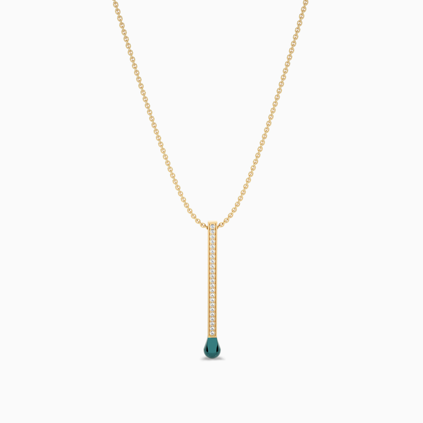 Matchstick Shaped Diamond & Enamel Coated Pendant in 18K Gold - 3