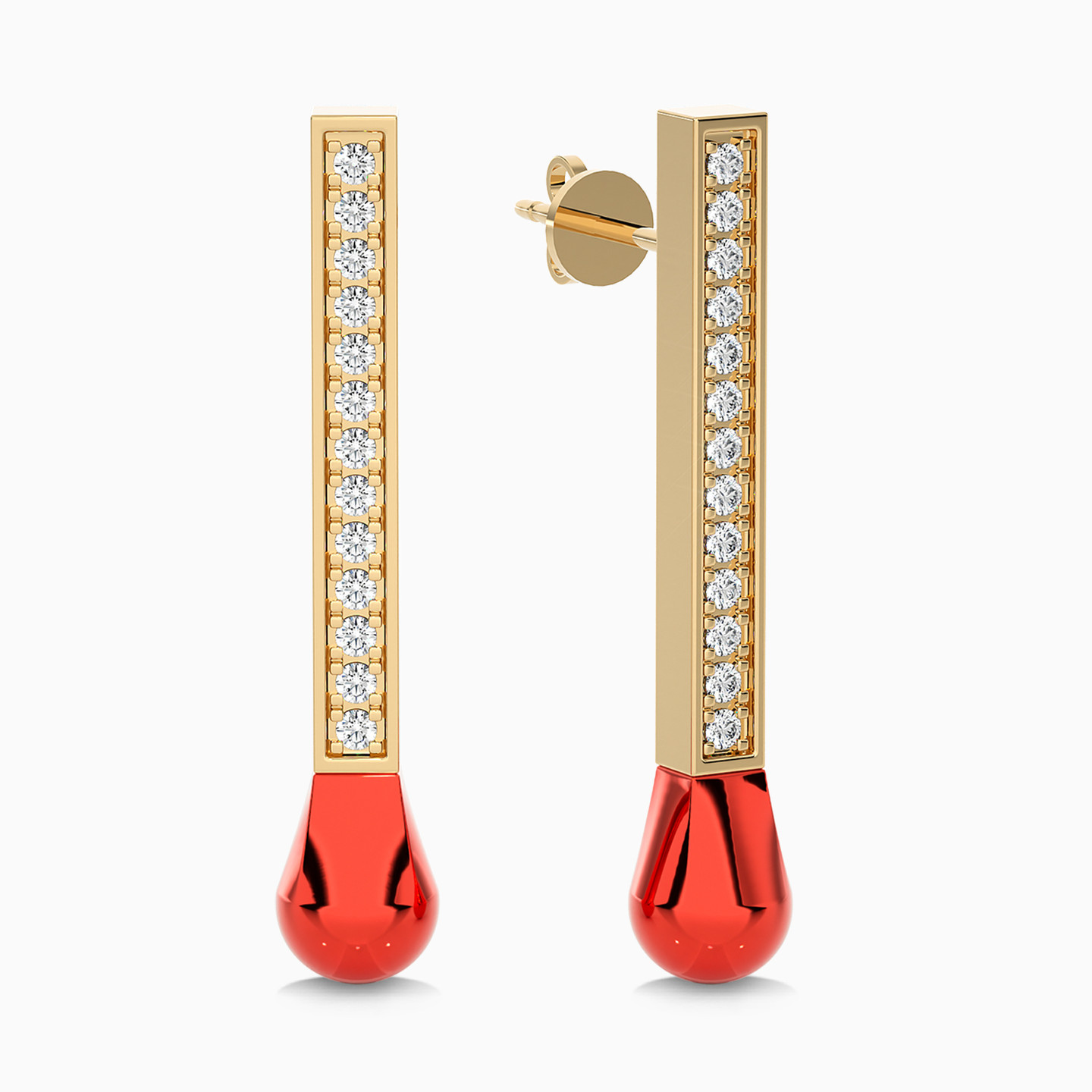 Matchstick Diamonds & Enamel Coated Drop Earrings in 18K Gold Matchstick Diamonds & Enamel Coated Drop Earrings in 18K Gold