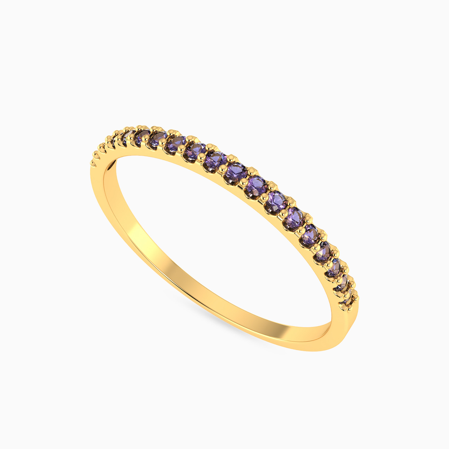 Round Shaped Purple Stone Statement Ring in 18K Gold - 3 Round Shaped Purple Stone Statement Ring in 18K Gold - 3