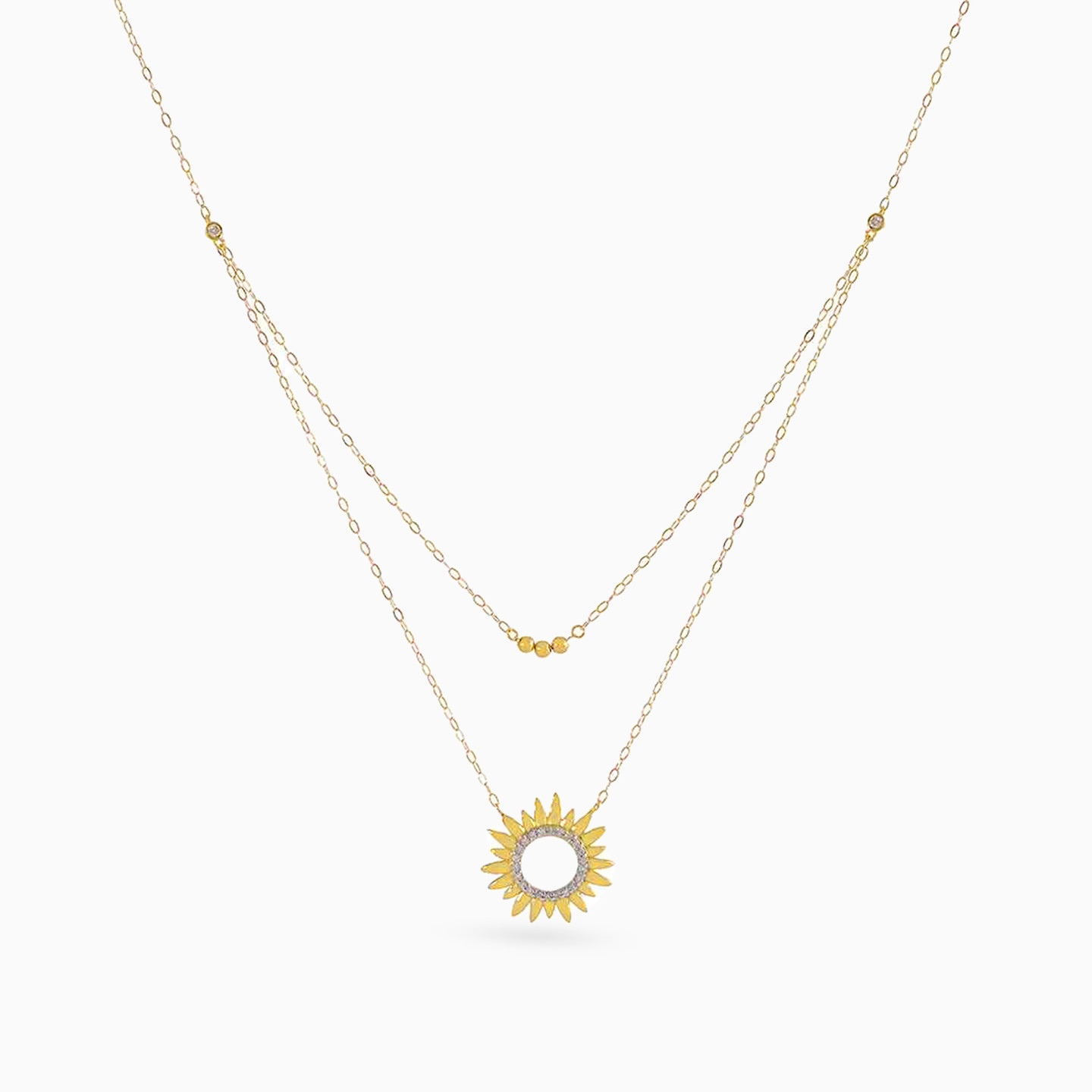 Sunflower Diamonds Layered Necklace in 18K Gold - 3