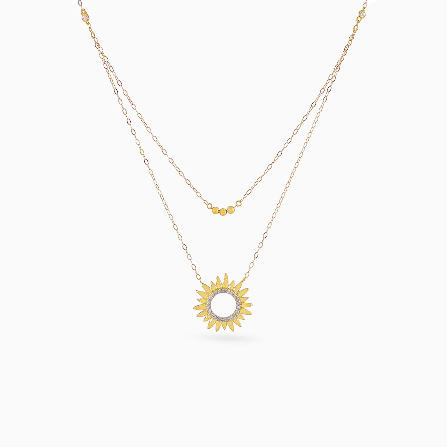 Sunflower Diamonds Layered Necklace in 18K Gold - 2