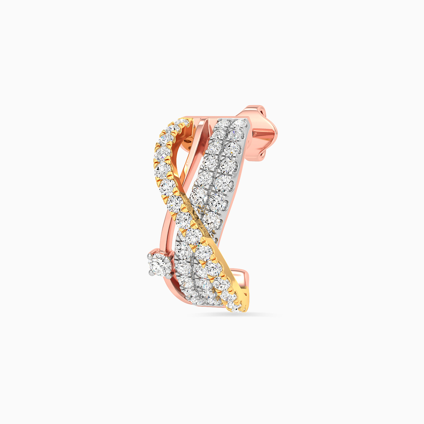 أقراط دائرية ذهب متقاطعة عيار 18 قيراط مزينة بالألماس - 3 أقراط دائرية ذهب متقاطعة عيار 18 قيراط مزينة بالألماس - 3