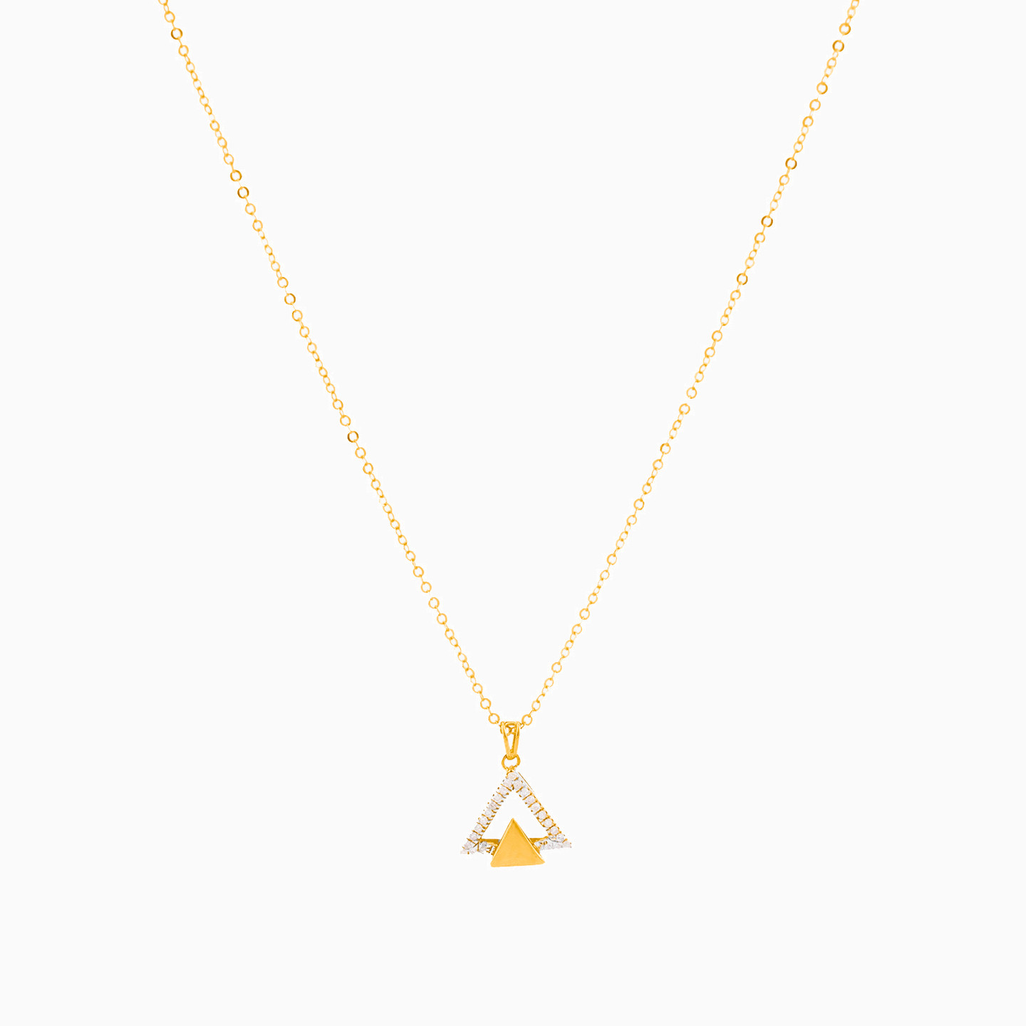 Triangle Clear Stone Necklace In 18K Gold - 3 Triangle Clear Stone Necklace In 18K Gold - 3