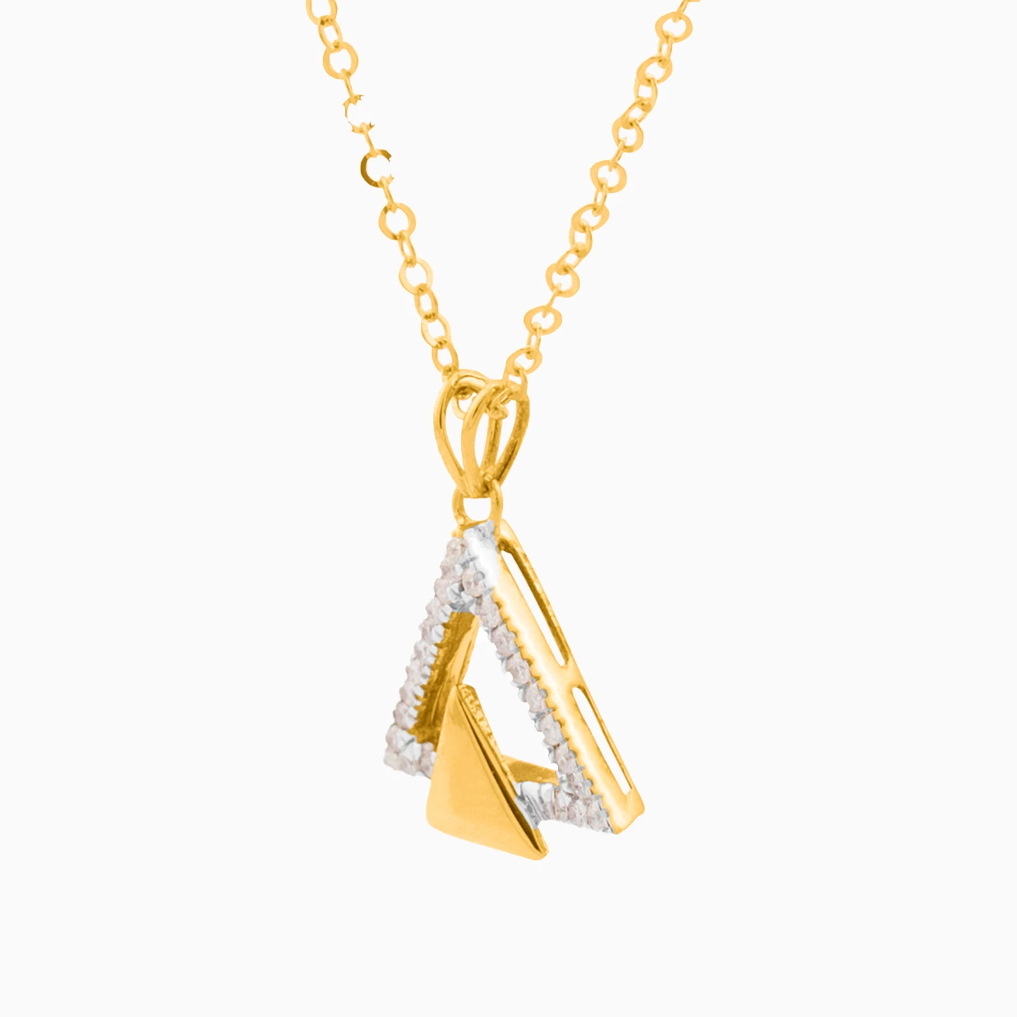 Triangle Clear Stone Necklace in 18K Gold - 2 Triangle Clear Stone Necklace in 18K Gold - 2