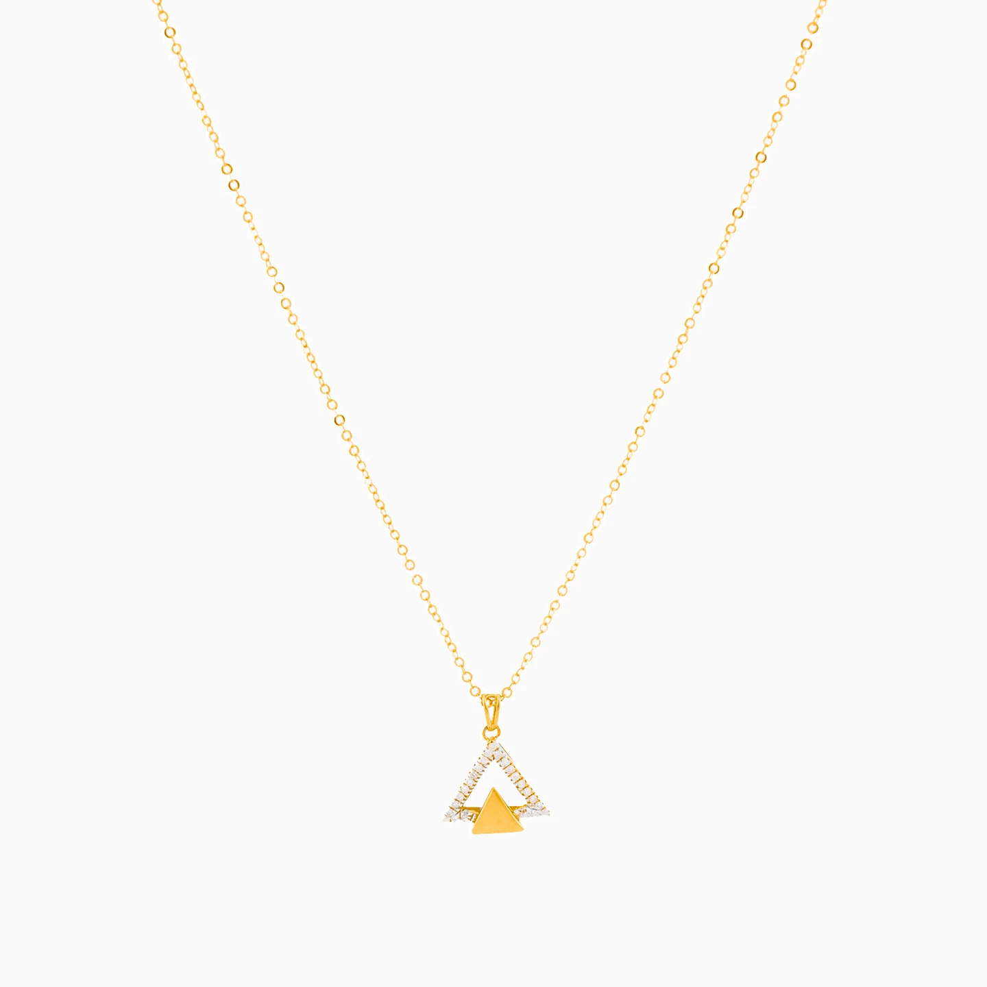 Triangle Clear Stone Necklace in 18K Gold - 3 Triangle Clear Stone Necklace in 18K Gold - 3