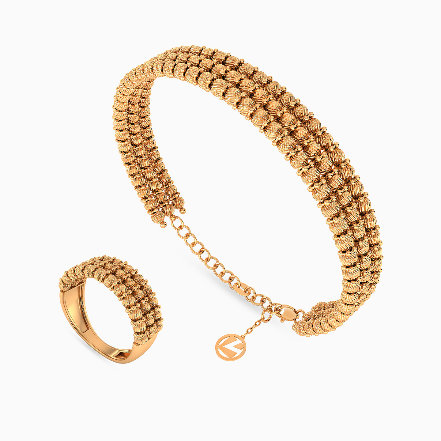 Beaded Half Set in 21K Gold (2 Pieces) Beaded Half Set in 21K Gold (2 Pieces)