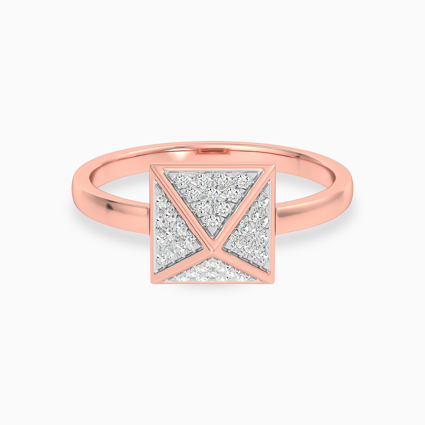 خاتم ذهب مثلث عيار 18 قيراط مزين بالألماس - 2 خاتم ذهب مثلث عيار 18 قيراط مزين بالألماس - 2