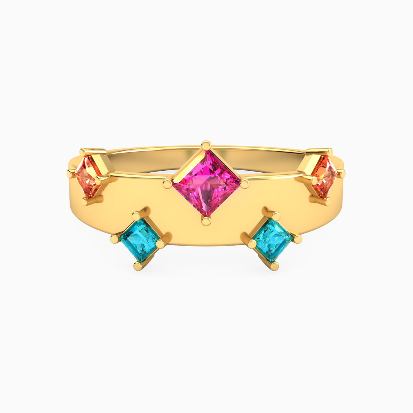 Square Colored Stones Ring in 18K Gold Square Colored Stones Ring in 18K Gold
