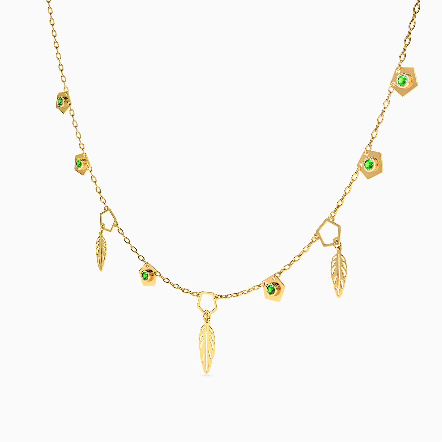 Circle Colored Stones Chain Necklace in 18K Gold - 2