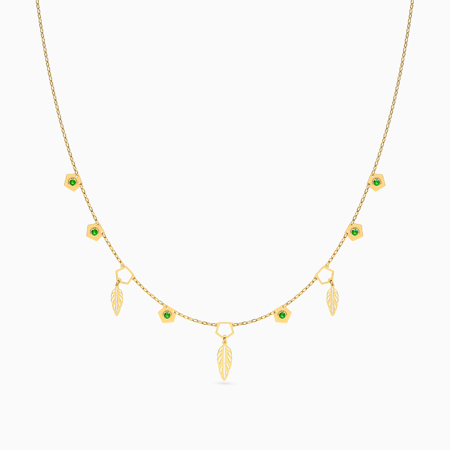 Circle Colored Stones Chain Necklace in 18K Gold - 3