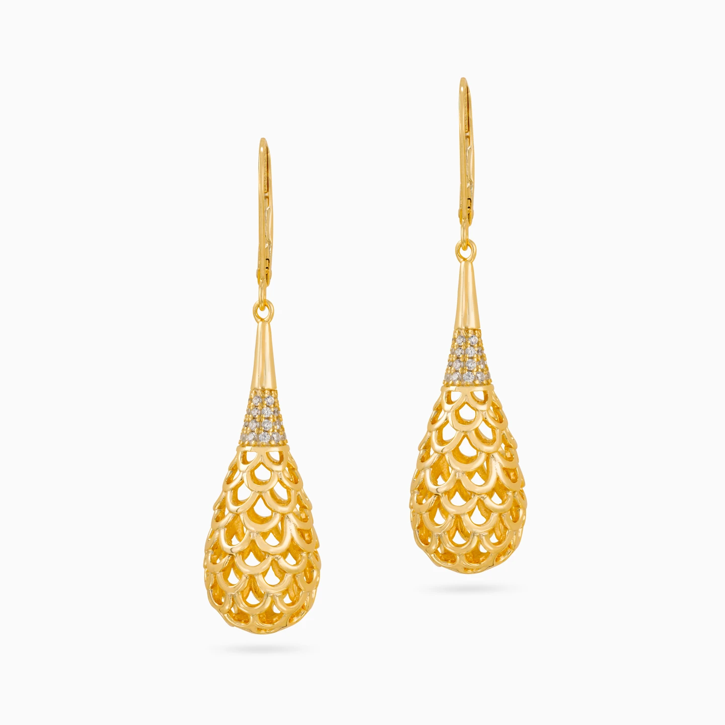 Pear Clear Stone Gold Plated Drop Earrings - 3 Pear Clear Stone Gold Plated Drop Earrings - 3