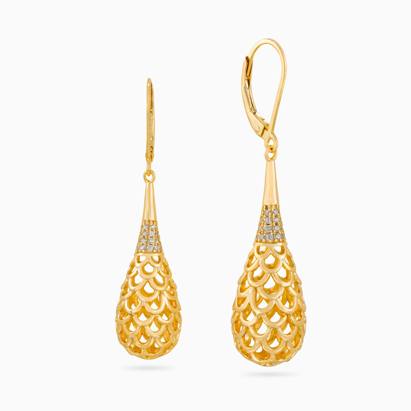 Pear Clear Stone Gold Plated Drop Earrings Pear Clear Stone Gold Plated Drop Earrings