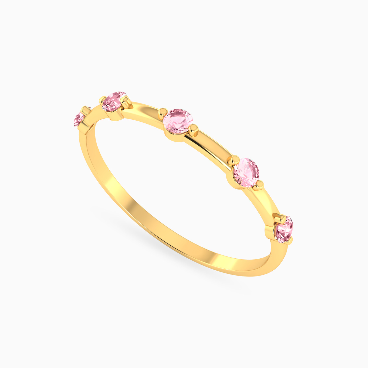 Round Shaped Rose Stone Statement Ring in 18K Gold - 3 Round Shaped Rose Stone Statement Ring in 18K Gold - 3