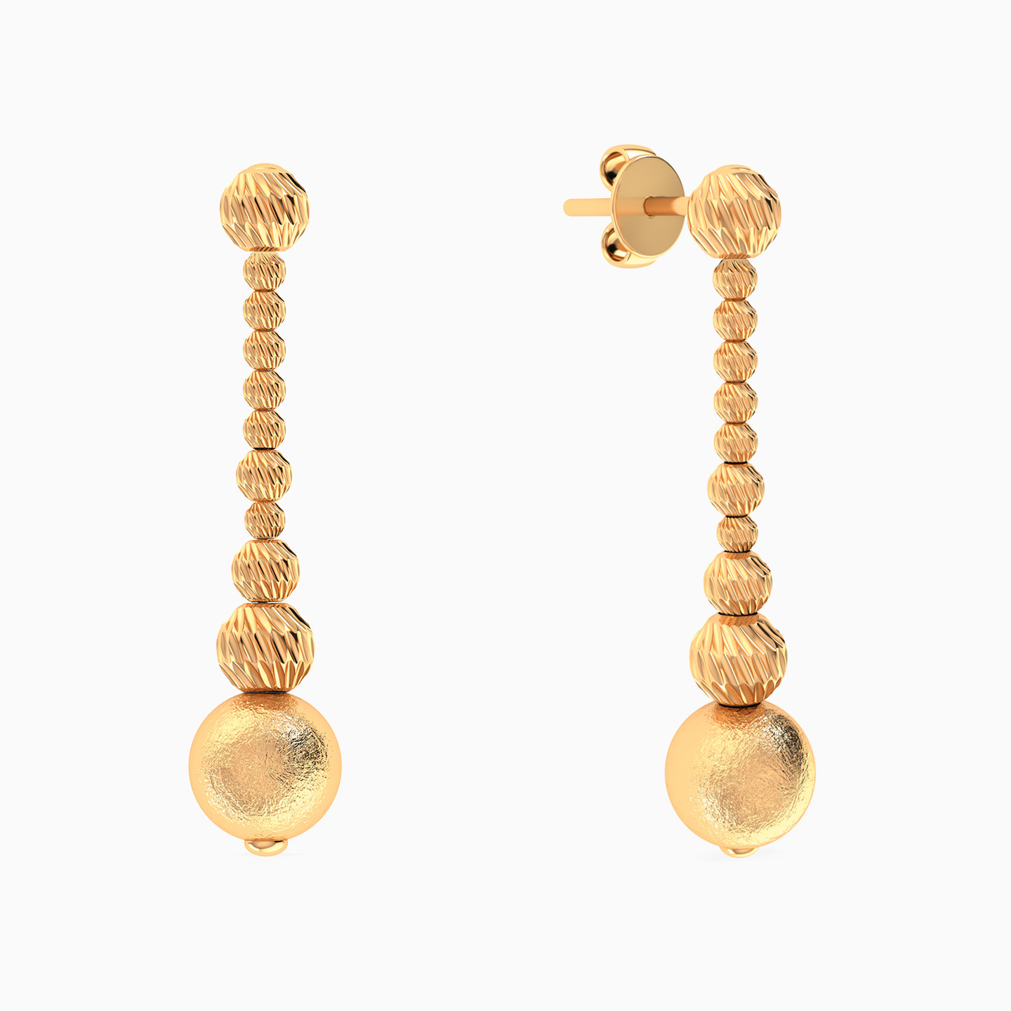 Beaded Drop Earrings in 21K Gold - 2 Beaded Drop Earrings in 21K Gold - 2
