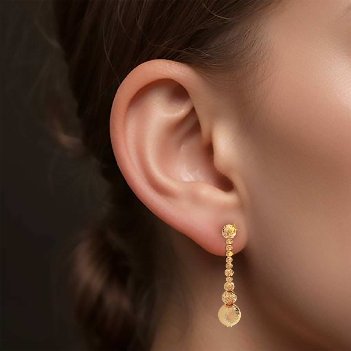 Beaded Drop Earrings in 21K Gold - 4 Beaded Drop Earrings in 21K Gold - 4