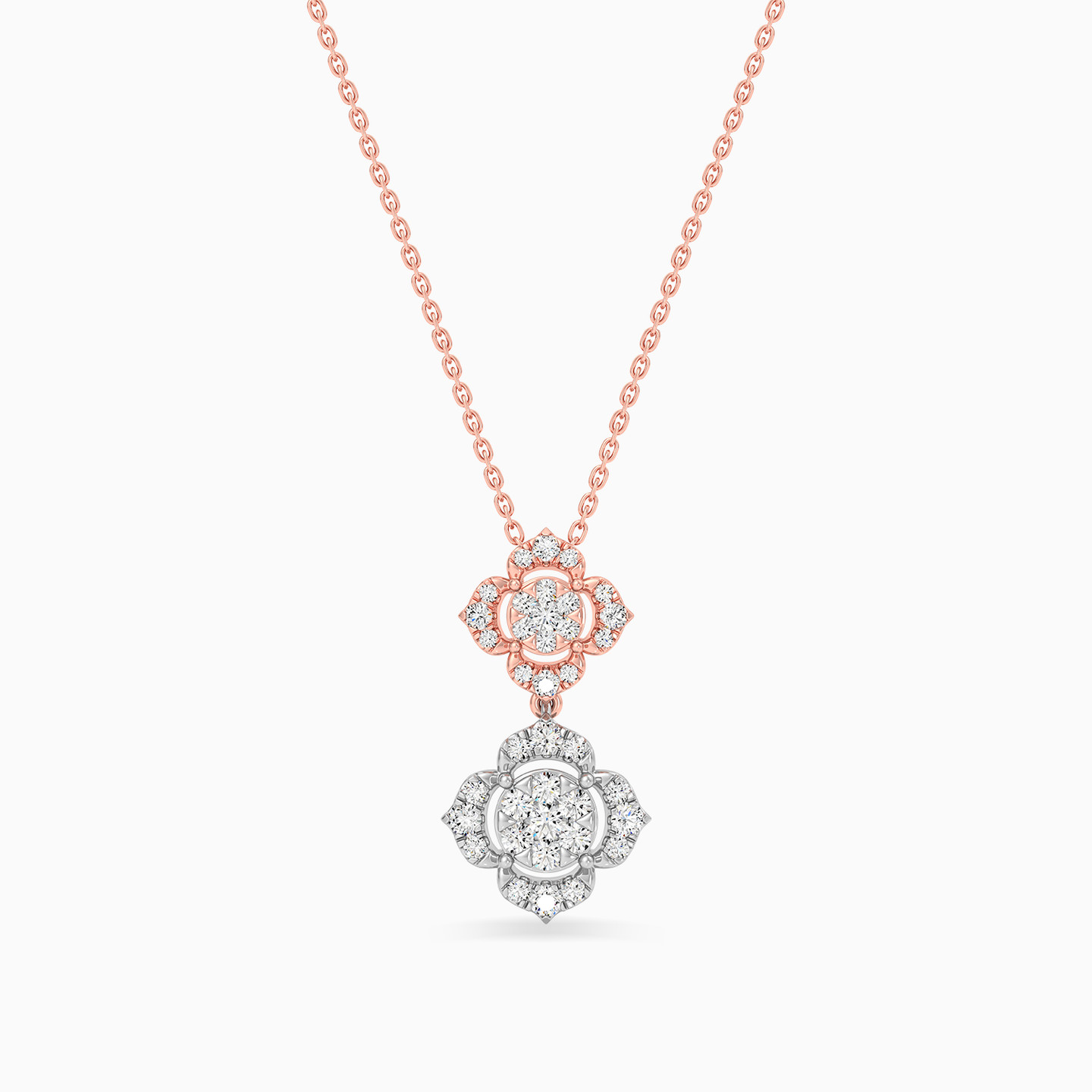 سلسلة ذهب وردة عيار 18 قيراط مزينة بالألماس - 3 سلسلة ذهب وردة عيار 18 قيراط مزينة بالألماس - 3