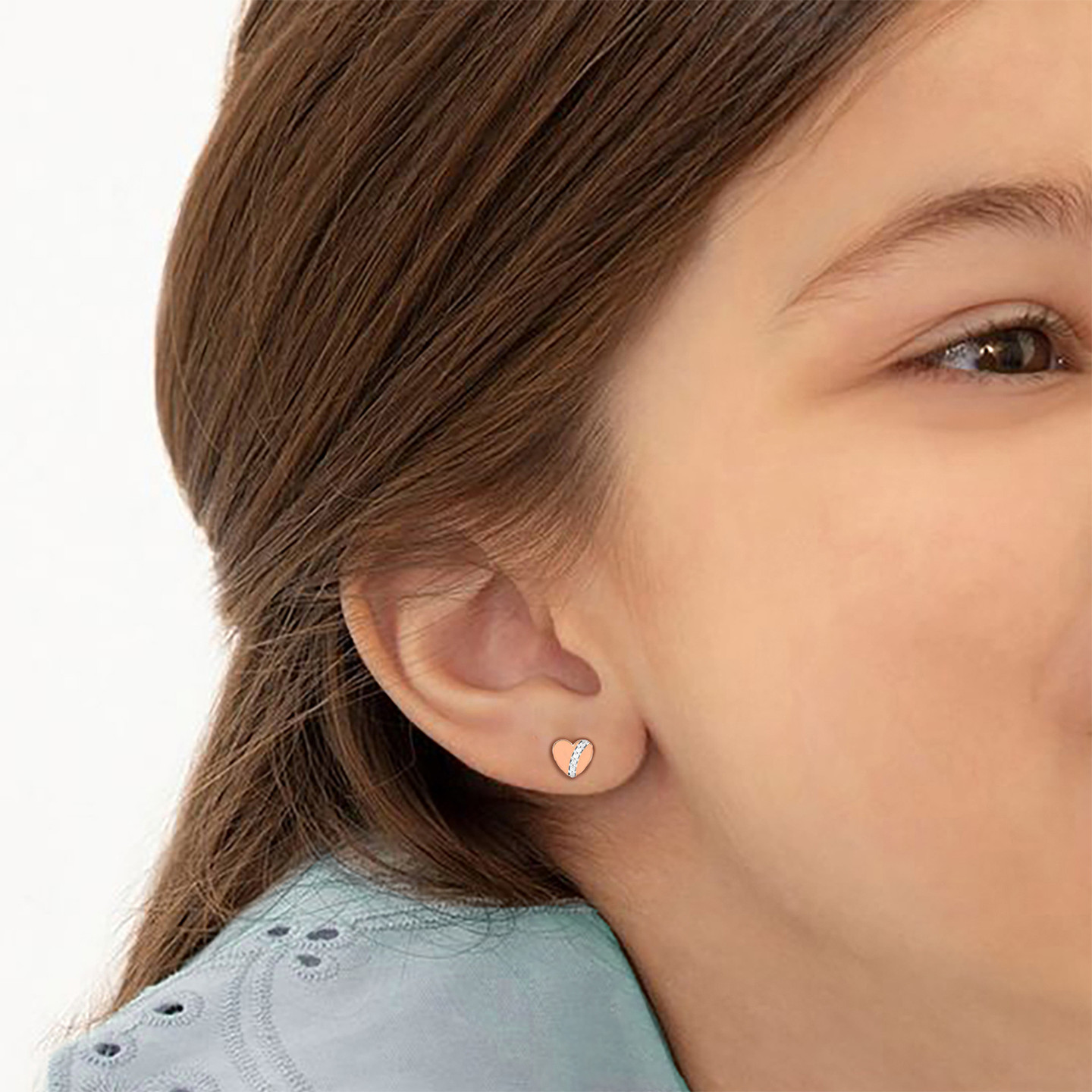 Kids Heart Diamond Stud Earrings in 18K Gold - 4 Kids Heart Diamond Stud Earrings in 18K Gold - 4