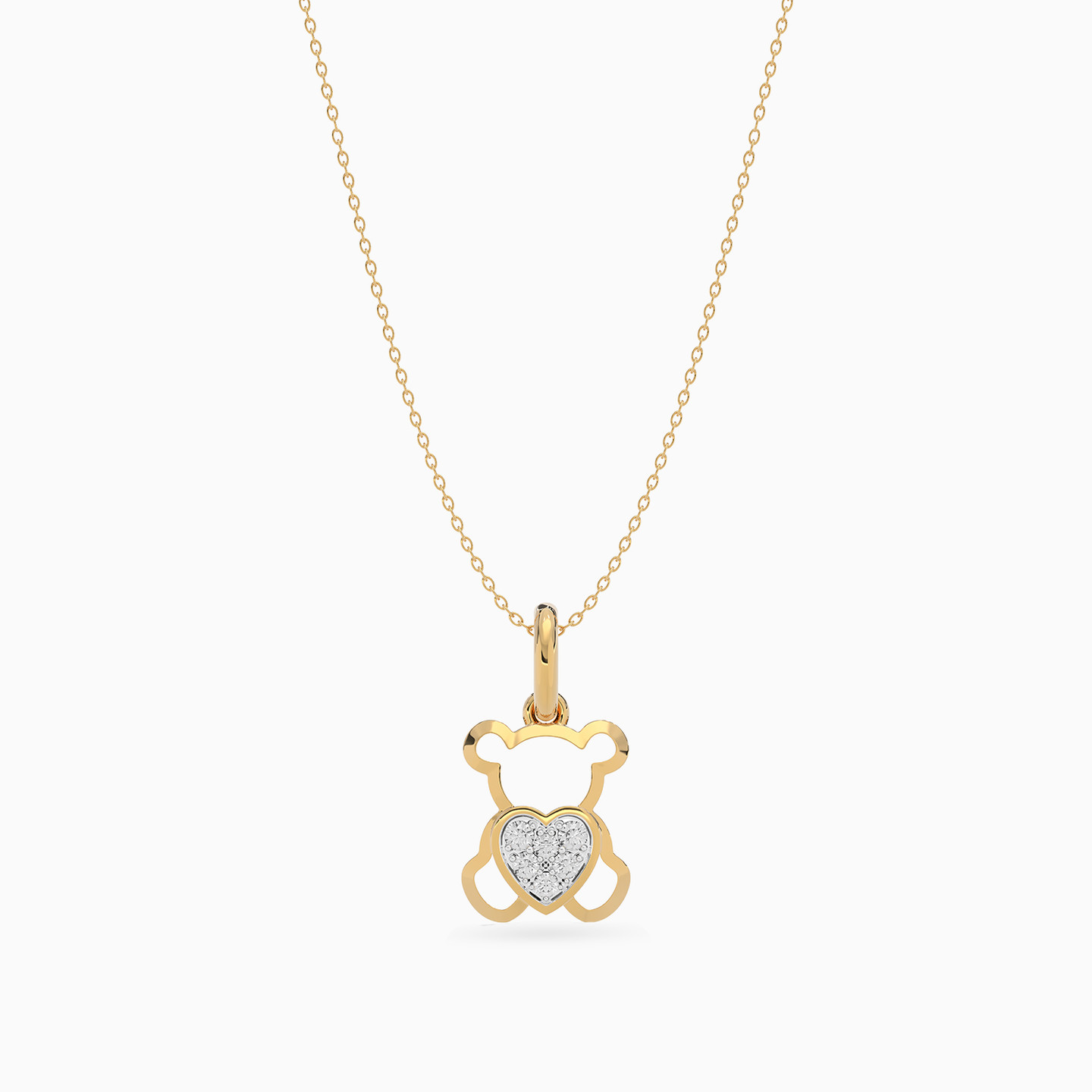 Kids Teddy Bear Diamonds Pendant in 18K Gold - 4