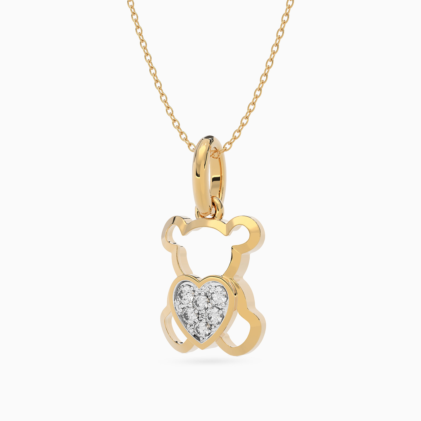 Kids Teddy Bear Diamonds Pendant in 18K Gold - 3