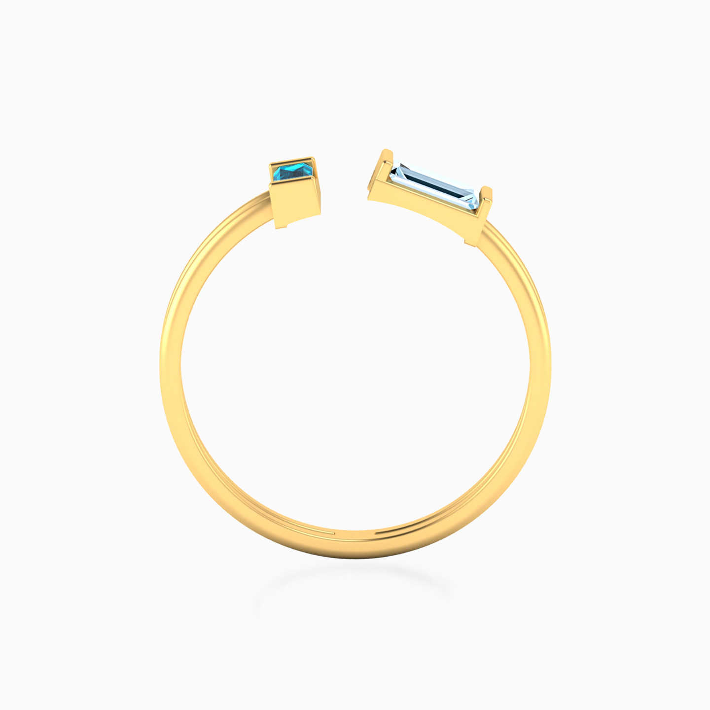 خاتم برأس مزدوجة ذهب باجيت عيار 18 قيراط مزين بالأحجار الملونة - 3 خاتم برأس مزدوجة ذهب باجيت عيار 18 قيراط مزين بالأحجار الملونة - 3