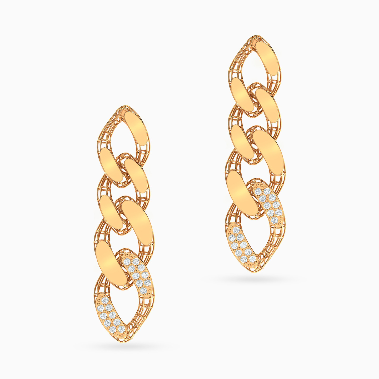 Chain Link Drop Earrings in 21K Gold