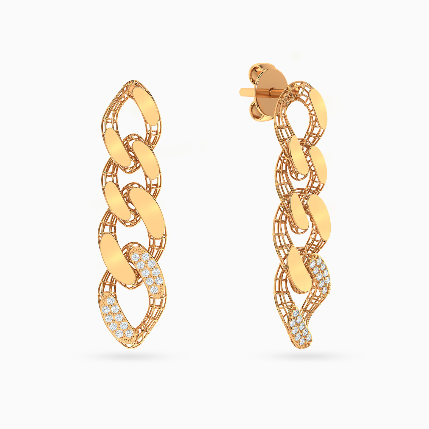 Chain Link Drop Earrings in 21K Gold - 2