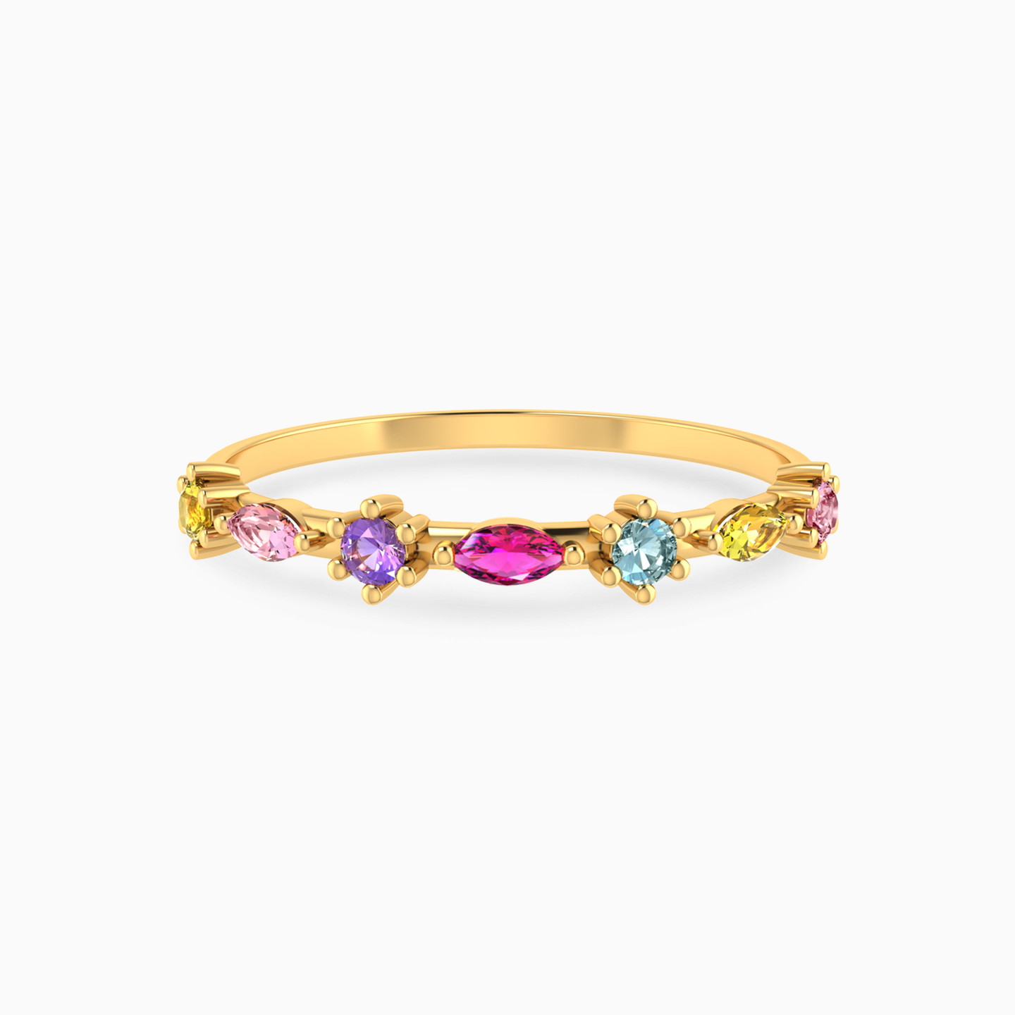 Multishaped Colored Stones Statement Ring in 18K Gold Multishaped Colored Stones Statement Ring in 18K Gold