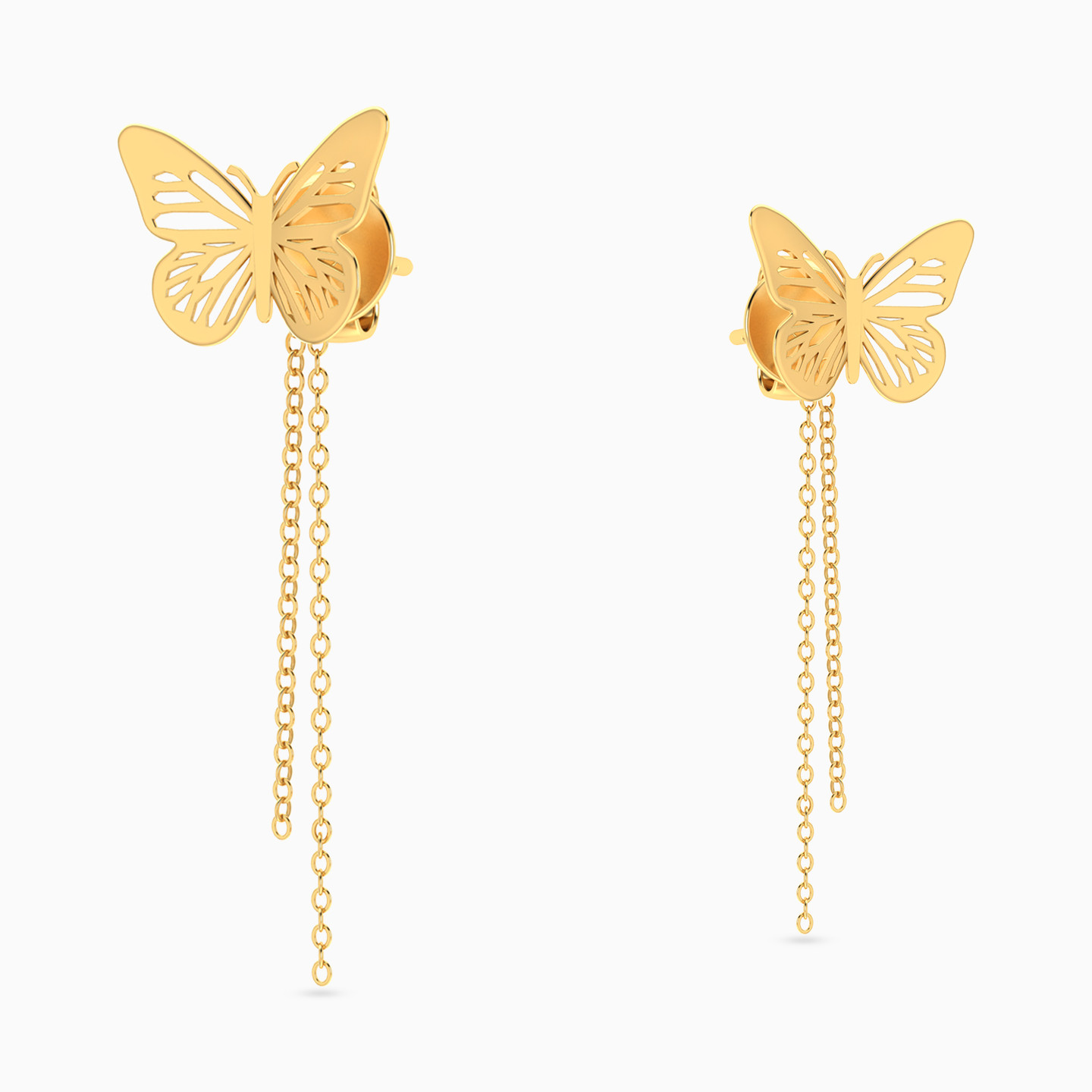 Butterfly Drop Earrings in 18K Gold - 4 Butterfly Drop Earrings in 18K Gold - 4