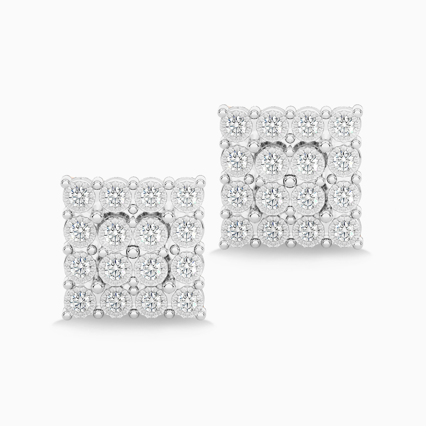 Square Diamond Stud Earrings in 18K Gold - 4 Square Diamond Stud Earrings in 18K Gold - 4