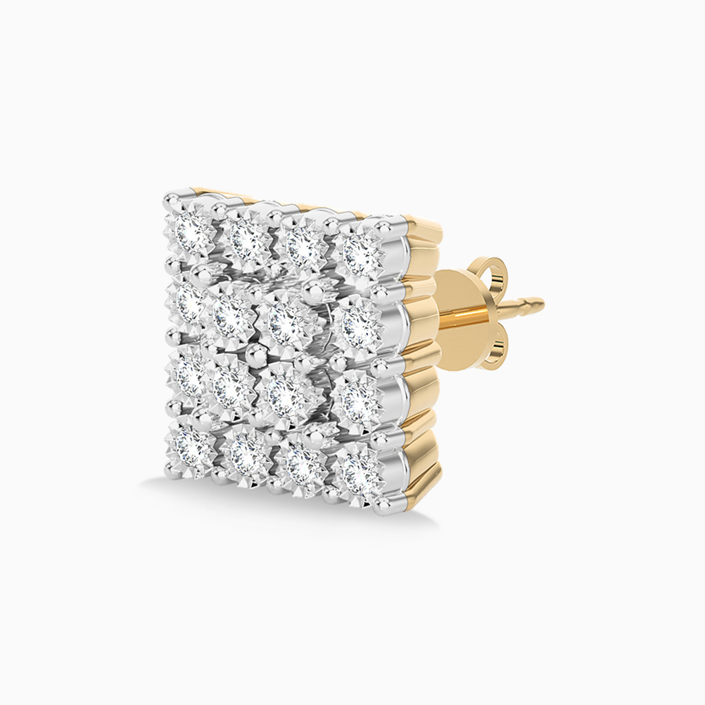 Square Diamond Stud Earrings in 18K Gold - 5 Square Diamond Stud Earrings in 18K Gold - 5