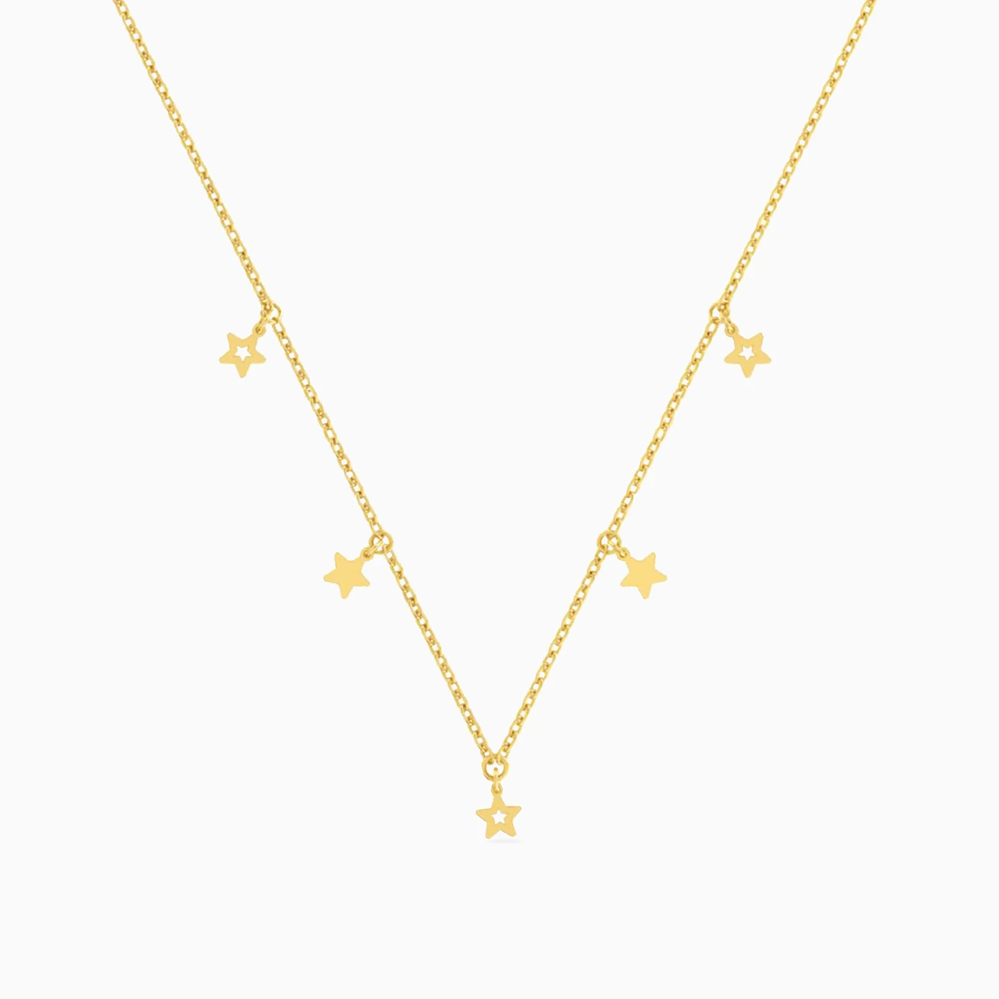 Star Chain Necklace in 18K Gold - 5 Star Chain Necklace in 18K Gold - 5