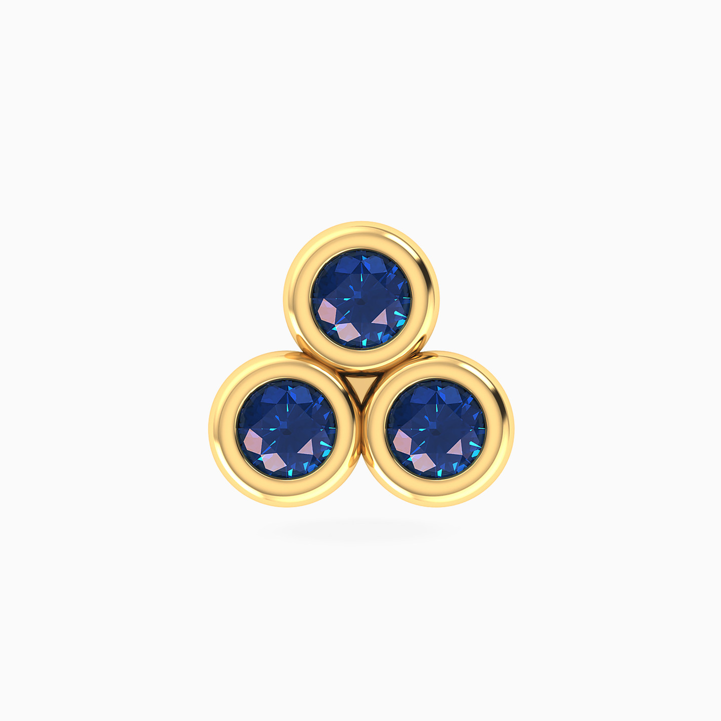 قرط صغير ذهب عيار 18 قيراط شكل دائري مزين بحجر أزرق - قطعة واحدة - 4 قرط صغير ذهب عيار 18 قيراط شكل دائري مزين بحجر أزرق - قطعة واحدة - 4