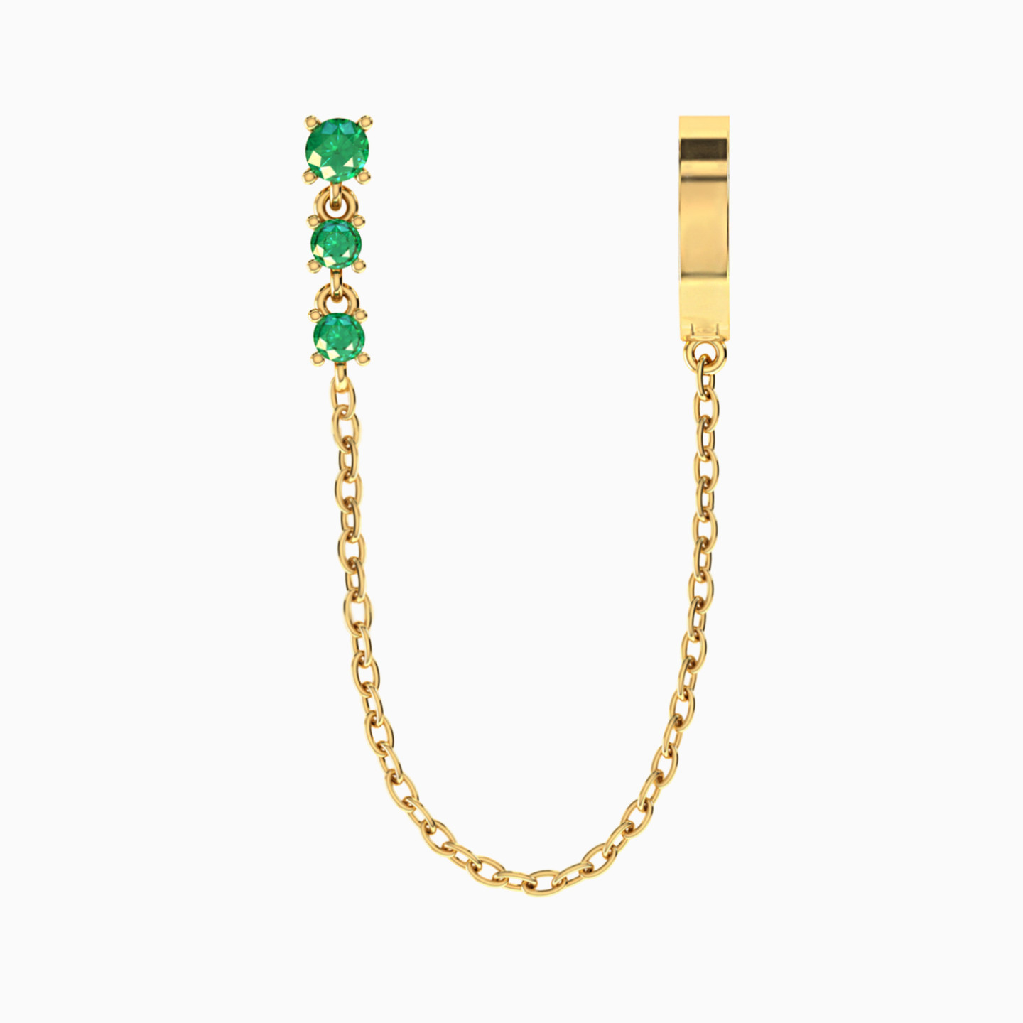 Round Shaped Colored Stones Drop Earring in 18K Gold - 1 Piece Round Shaped Colored Stones Drop Earring in 18K Gold - 1 Piece