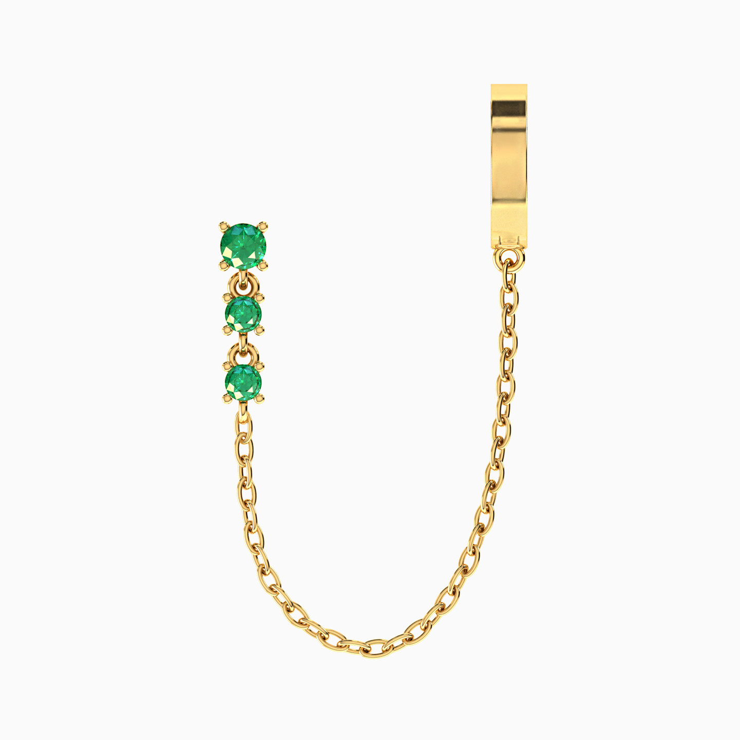 Round Shaped Colored Stones Drop Earring in 18K Gold - 1 Piece - 4 Round Shaped Colored Stones Drop Earring in 18K Gold - 1 Piece - 4