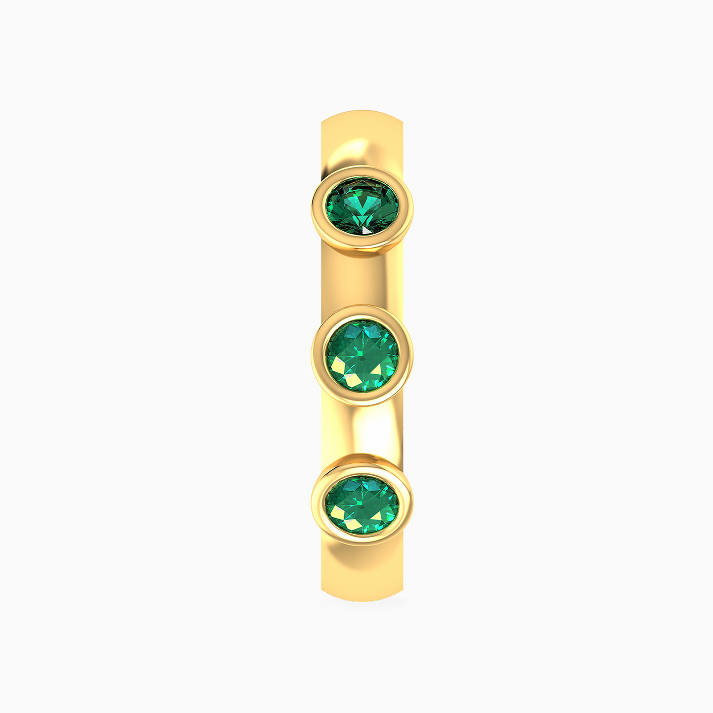 Round Shaped Green Stones Hoop Earring in 18K Gold - 1 Piece - 4 Round Shaped Green Stones Hoop Earring in 18K Gold - 1 Piece - 4
